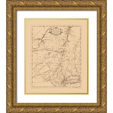 New York -1780 Gold Ornate Wood Framed Art Print with Double Matting by Unknown