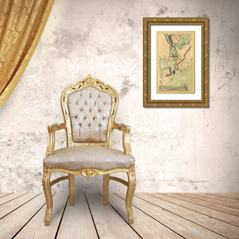 New York -1780 Gold Ornate Wood Framed Art Print with Double Matting by Unknown