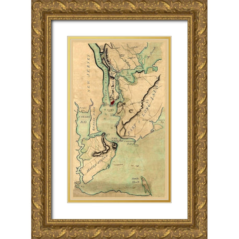 New York -1780 Gold Ornate Wood Framed Art Print with Double Matting by Unknown