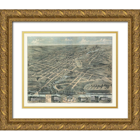 Akron Ohio - Stoner 1870  Gold Ornate Wood Framed Art Print with Double Matting by Stoner