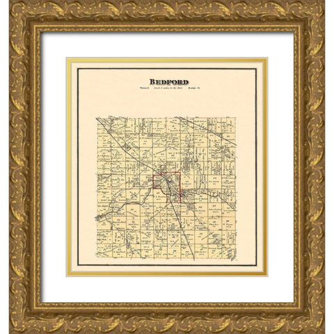 Bedford Ohio Landowner - Titus 1874 Gold Ornate Wood Framed Art Print with Double Matting by Titus