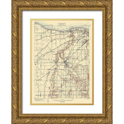 Berea Ohio Quad - USGS 1904 Gold Ornate Wood Framed Art Print with Double Matting by USGS