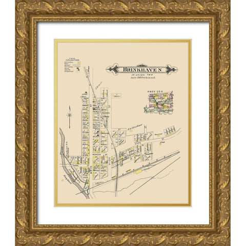 Brinkhaven Ohio Landowner - Caldwell 1896 Gold Ornate Wood Framed Art Print with Double Matting by Caldwell