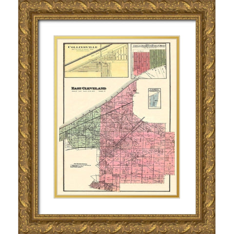 East Cleveland, Collinsville Ohio Landowner Gold Ornate Wood Framed Art Print with Double Matting by Titus
