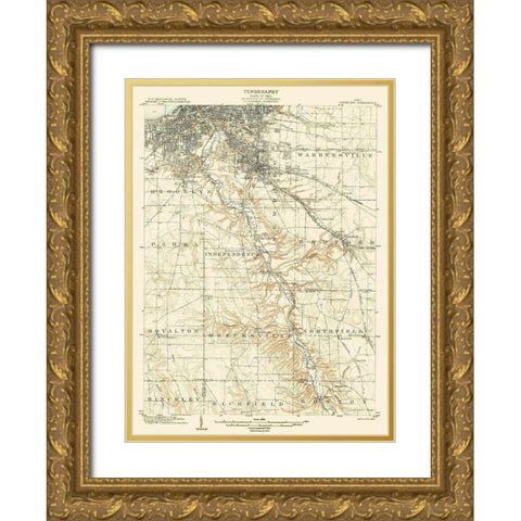 Cleveland Ohio Quad - USGS 1903 Gold Ornate Wood Framed Art Print with Double Matting by USGS