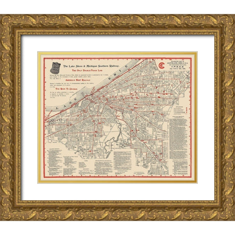 Cleveland Ohio Railways - Stranahan Co 1894 Gold Ornate Wood Framed Art Print with Double Matting by Stranahan