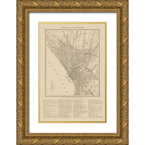 Cleveland  Ohio - Reynold 1921 Gold Ornate Wood Framed Art Print with Double Matting by Reynold