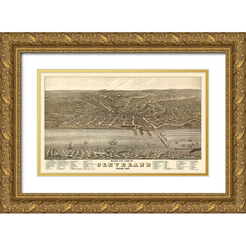 Cleveland Ohio - Stoner 1877  Gold Ornate Wood Framed Art Print with Double Matting by Stoner