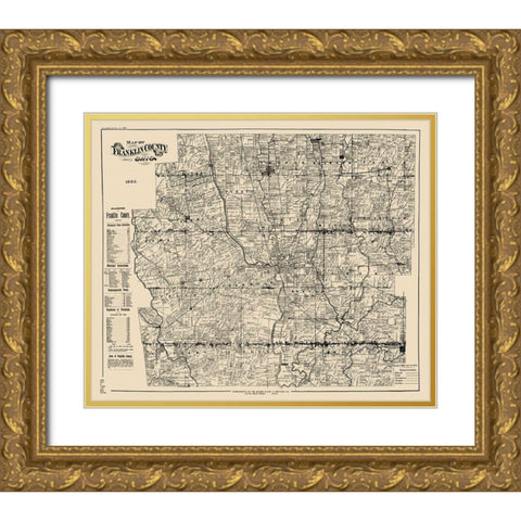 Franklin Ohio Landowner - Boehm 1883 Gold Ornate Wood Framed Art Print with Double Matting by Boehm