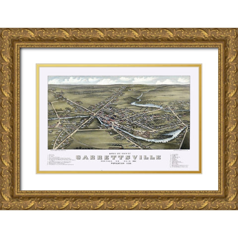 Garrettsville Ohio - Stoner 1883  Gold Ornate Wood Framed Art Print with Double Matting by Stoner
