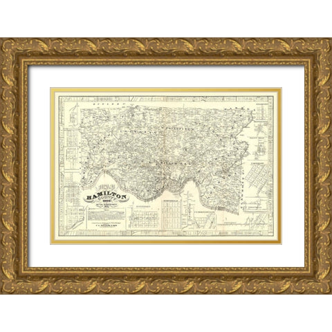 Hamilton County Ohio - Emerson 1847  Gold Ornate Wood Framed Art Print with Double Matting by Emerson