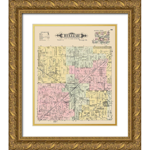 Hilliar Ohio Landowner - Caldwell 1896 Gold Ornate Wood Framed Art Print with Double Matting by Caldwell