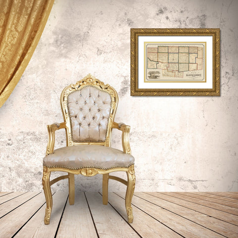 Marion County Ohio - Brown 1852  Gold Ornate Wood Framed Art Print with Double Matting by Brown