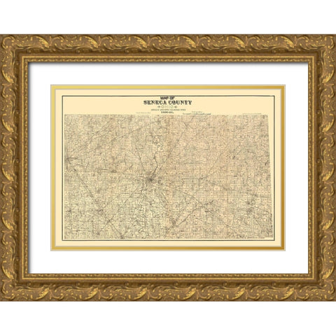 Seneca County Ohio - Woods 1891  Gold Ornate Wood Framed Art Print with Double Matting by Woods