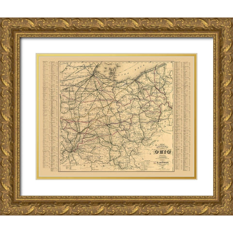 Ohio - Sabine 1882  Gold Ornate Wood Framed Art Print with Double Matting by Sabine