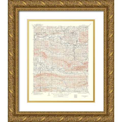 Winding Stair Oklahoma Quad - USGS 1960 Gold Ornate Wood Framed Art Print with Double Matting by USGS