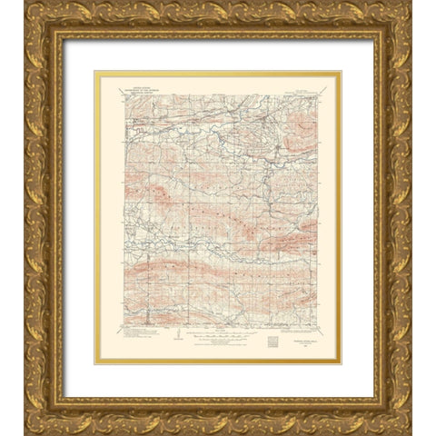 Winding Stair Oklahoma Quad - USGS 1960 Gold Ornate Wood Framed Art Print with Double Matting by USGS