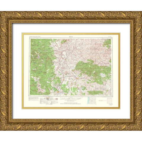 Bend Oregon Quad - USGS 1964 Gold Ornate Wood Framed Art Print with Double Matting by USGS