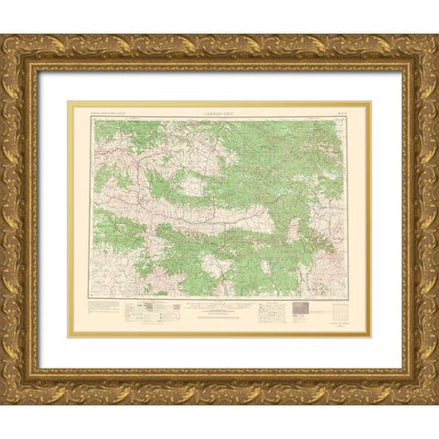 Canyon City Oregon Quad - USGS 1966 Gold Ornate Wood Framed Art Print with Double Matting by USGS