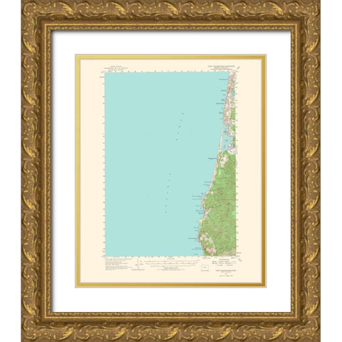 Cape Foulweather Oregon Quad - USGS 1967 Gold Ornate Wood Framed Art Print with Double Matting by USGS