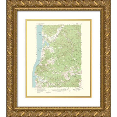 Hebo Oregon Quad - USGS 1965 Gold Ornate Wood Framed Art Print with Double Matting by USGS