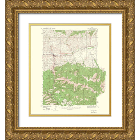 John Day Oregon Quad - USGS 1967 Gold Ornate Wood Framed Art Print with Double Matting by USGS