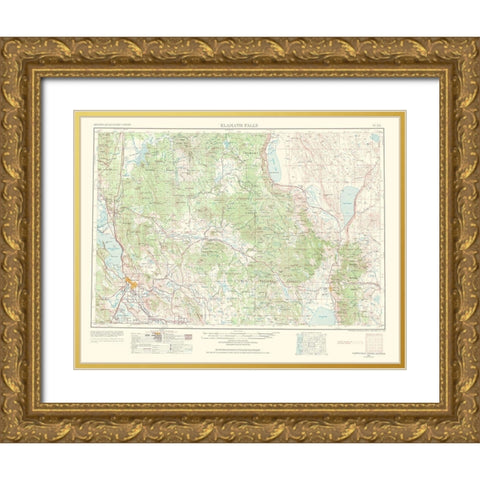 Klamath Falls Oregon California Quad - USGS 1968 Gold Ornate Wood Framed Art Print with Double Matting by USGS