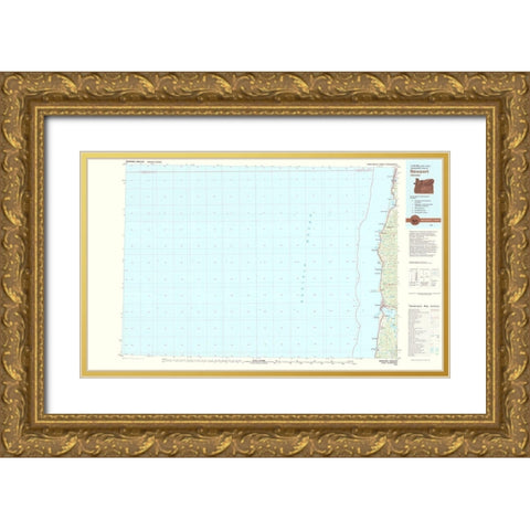Newport Oregon Quad - USGS 1981 Gold Ornate Wood Framed Art Print with Double Matting by USGS