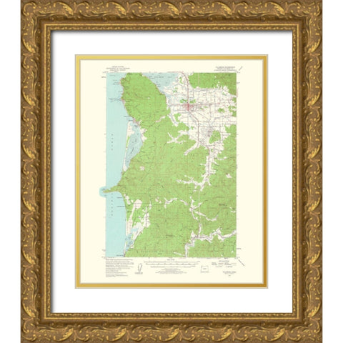 Tillamook Oregon Quad - USGS 1963 Gold Ornate Wood Framed Art Print with Double Matting by USGS