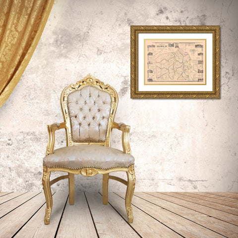Adams County Pennsylvania - Hopkins 1858 Gold Ornate Wood Framed Art Print with Double Matting by Hopkins