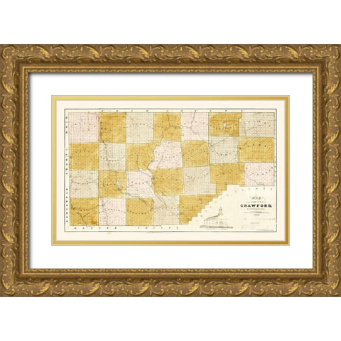 Crawford County Pennsylvania - Spafford 1839 Gold Ornate Wood Framed Art Print with Double Matting by Spafford