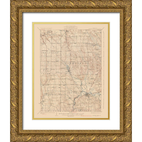 Cambridge Springs Pennsylvania Quad - USGS 1925 Gold Ornate Wood Framed Art Print with Double Matting by USGS