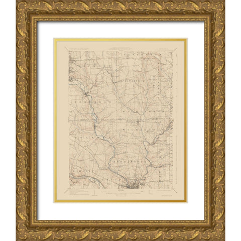 Neshannock Pennsylvania Quad - USGS 1907 Gold Ornate Wood Framed Art Print with Double Matting by USGS