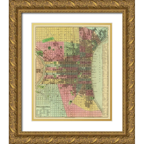 Philadelphia Pennsylvania - Tanner 1836 Gold Ornate Wood Framed Art Print with Double Matting by Tanner