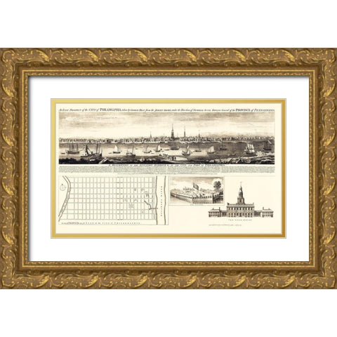 Philadelphia Pennsylvania - Jefferys 1756 Gold Ornate Wood Framed Art Print with Double Matting by Jefferys