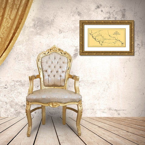 Phoenixville to Pinegrove Railroad Route - 1852 Gold Ornate Wood Framed Art Print with Double Matting by Unknown