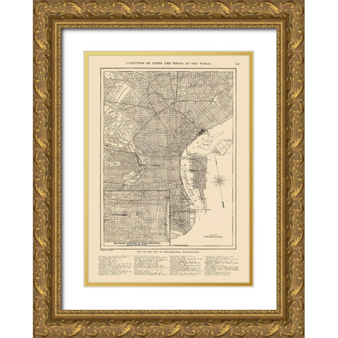 Philadelphia  Pennsylvania - Reynold 1921 Gold Ornate Wood Framed Art Print with Double Matting by Reynold
