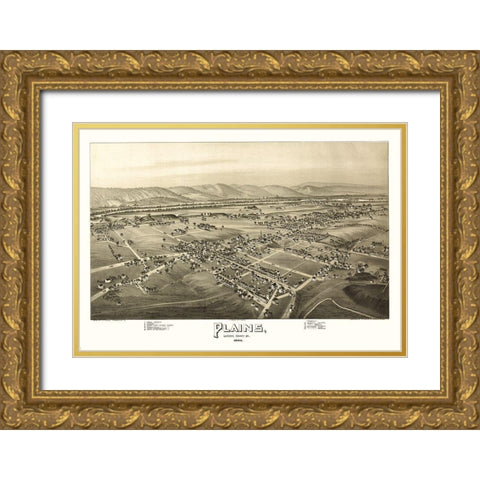 Plains Pennsylvania - Fowler 1892  Gold Ornate Wood Framed Art Print with Double Matting by Fowler