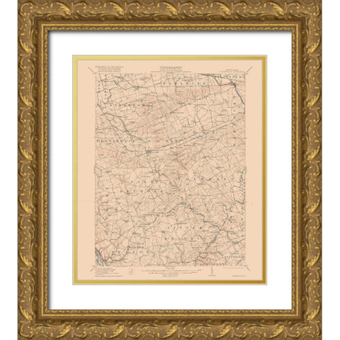 Quarryville Pennsylvania Quad - USGS 1912 Gold Ornate Wood Framed Art Print with Double Matting by USGS