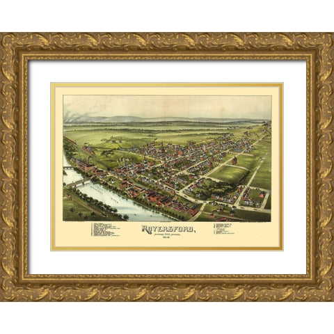 Royersford Pennsylvania - Fowler 1893  Gold Ornate Wood Framed Art Print with Double Matting by Fowler