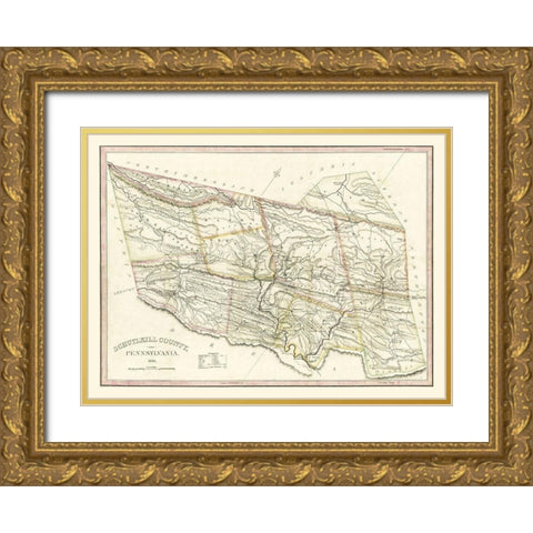 Schuylkill County Pennsylvania - 1830 Gold Ornate Wood Framed Art Print with Double Matting by Unknown