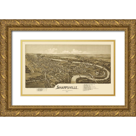 Sharpsville Pennsylvania - Fowler 1901  Gold Ornate Wood Framed Art Print with Double Matting by Fowler