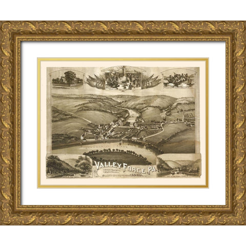 Valley Forge Pennsylvania - Moyer 1890  Gold Ornate Wood Framed Art Print with Double Matting by Moyer