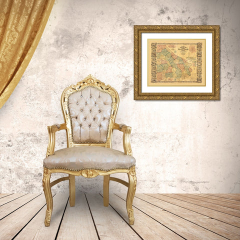 Washington County Pennsylvania - Barker 1856 Gold Ornate Wood Framed Art Print with Double Matting by Barker