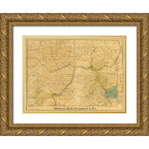 Warren County Pennsylvania - Brakenridge 1900 Gold Ornate Wood Framed Art Print with Double Matting by Brakenridge