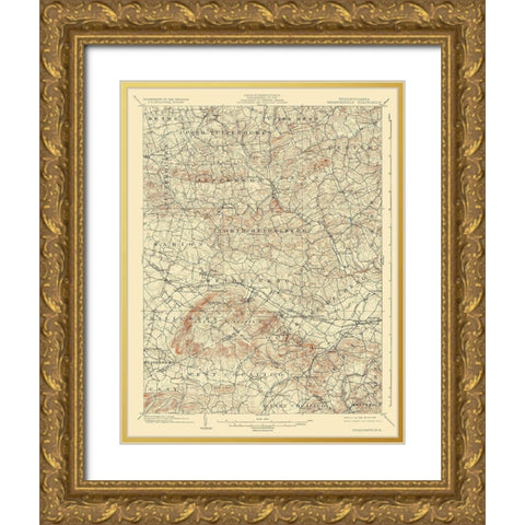 Wernersville Pennsylvania Quad - USGS 1902 Gold Ornate Wood Framed Art Print with Double Matting by USGS