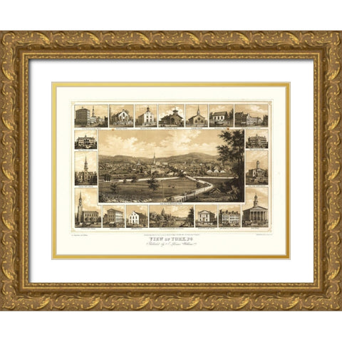 York Pennsylvania - Williams 1852  Gold Ornate Wood Framed Art Print with Double Matting by Williams