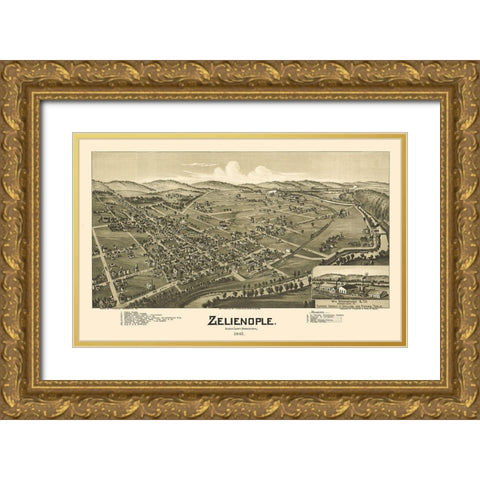 Zelienople Pennsylvania - Fowler 1901  Gold Ornate Wood Framed Art Print with Double Matting by Fowler