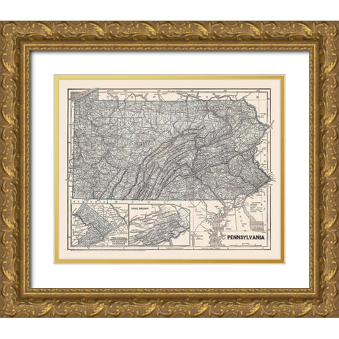 Pennsylvania - Morse 1845 Gold Ornate Wood Framed Art Print with Double Matting by Morse