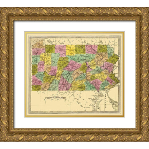 Pennsylvania - Greenleaf 1840 Gold Ornate Wood Framed Art Print with Double Matting by Greenleaf